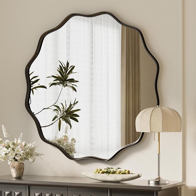 VooBang Black Scalloped Circle Mirror, 30