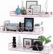 Floating Shelves Set of 3, Home Wood Wall Shelf, Farmhouse Shelf for Bedroom, Wall Mounted Floating Shelf for Living Room, Bedroom, Bathroom, Kitchen, Office (Pink)