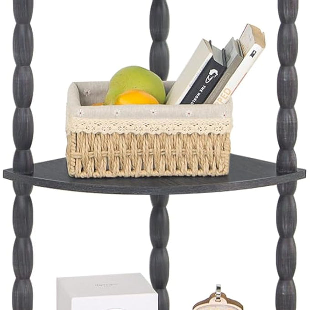 MaxSmeo Corner Shelf, 5-Tier Corner Bookshelf, Stylish Corner Storage Display Shelves for Bedroom, Bathroom, Kitchen, Living Room (Charcoal Gray)