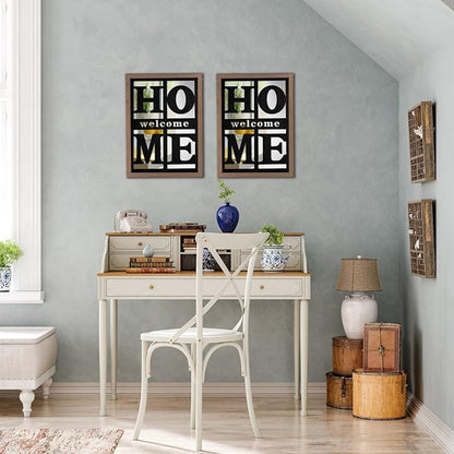 2 PCS Accent Mirrors，Home Signs Wall Decor， Rustic Farmhouse Wall Mirror for Living Room, Bedroom, Bathroom & Entryway 18”x12”