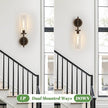 Wall Sconces Set of Two, Brown and Gold Bathroom Sconces with Clear Glass, Hardwired Sconces Wall Decor Set of 2, Modern Wall Light Fixtures for Bathroom Mirror Living Room Bedroom Hallway