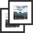 FrameWorks 2-Pack, 12x12 Matted to 8x8 Picture Frame, Black – Classic Wooden Photo Frame with Tempered Glass, Modern Matte Finish for Prints, Posters, Certificates & Wall Decor – Gallery-Ready