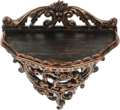 Homoyoyo Resin Floating Wall Shelf Wall Mounted Decorative Display Organizer Retro Hollow Flower Carving Art Decoration Flower Pot Stand