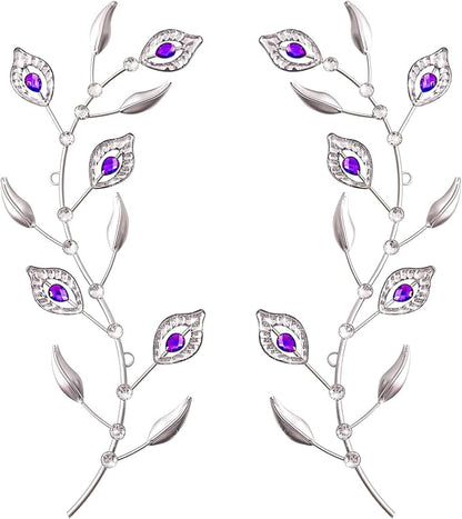 sxnzequnze 2 Pcs Metal Leaf Wall Art Crystal Bling Decorations Silver Leaves 3D Iron Handmade Home Decor Hanging Minimalist Accents Modern Set for Living Room Bathroom Bedroom Dining Room Hallway