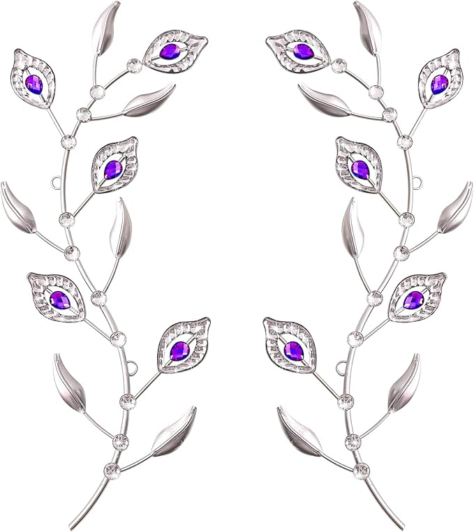 sxnzequnze 2 Pcs Metal Leaf Wall Art Crystal Bling Decorations Silver Leaves 3D Iron Handmade Home Decor Hanging Minimalist Accents Modern Set for Living Room Bathroom Bedroom Dining Room Hallway