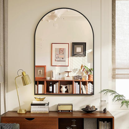 24x36 inch Arch Wall Mirror, Black Arched Bathroom Vanity Mirrors for Over Sink, Metal Frame Room Wall Decor Haning or Leaning for Entryway, Bedroom, Living Room