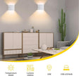 Lightess Modern Wall Sconce Mini 10W White Hardwired, Set of 2 Up Down Wall Mount Lights Indoor Mini Metal LED Wall Lamp for Living Room Bedroom Hallway Decor, Warm White, O1181TP