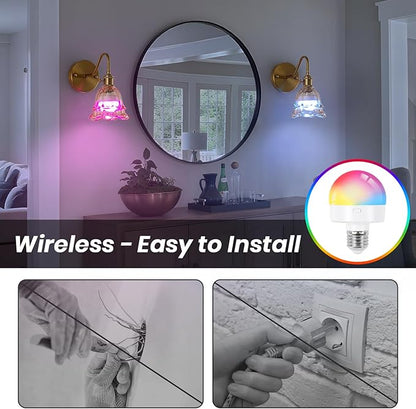 Vintage Battery Operated Wall Sconce, Rechargeable Wireless Wall Sconces with Remote Control, Indoor Wall Light Amber Glass Lampshade with RGB Dimmable for Bedroom, Living Room, Set of Two