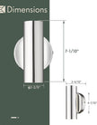 2-Light Wall Sconce, Indoor Up and Down Wall Lamp, Polished Chrome Wall Light for Bedroom Bathroom Stair Entryway, WL4830-2W-PC