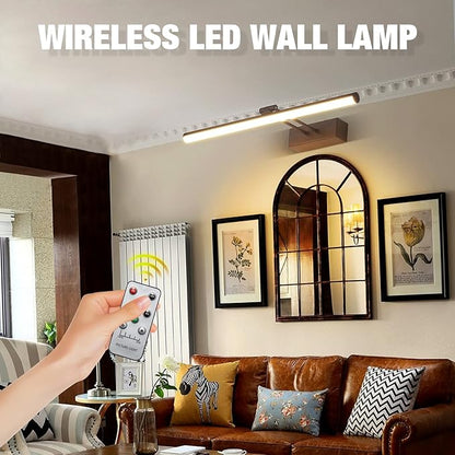 Wireless Picture Light, 5200mAh Battery Picture Light with Remote, Rechargeable Display Light,16" Metal Art Light for Wall Art Paintings,Gallery, Portrait (Bronze)