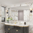 Brushed Nickel Bathroom Mirror 77x36 Inch, Brushed Silver Metal Frame Mirror Wall Mounted, Rounded Rectangle Bathroom Vanity Mirror, Tempered Glass, Anti-Rust, Horizontal/Vertical