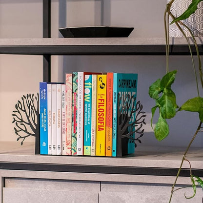 Trees Theme Book Holder Organizer – Steel, Black, Nature Inspired Design – Books in Style, Perfect for Home Decor, Great Gift for Book Lovers – Urban Forest Collection – Geguton