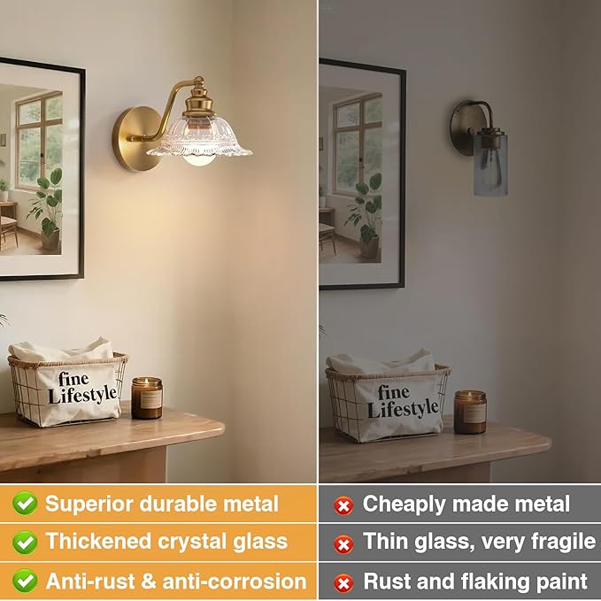 Redluck Battery Operated Wall Sconce with Remote Control, Vintage Glass Wireless Wall sconces Set of Two, Rechargeable Battery Powered Wall Lamp for Bedside Bedroom Living Room Hallway Decor