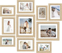 Picture Frames, Made of Real Glass and Wooden Frame, Gallery Photo Frames Set of 10 for Collage Wall Decor, Multi Sizes Including 8x10, 5x7, 4x6 for Mounting or Tabletop Display, Wood