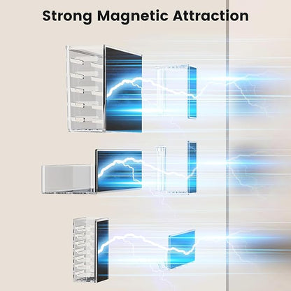 Magnetic Spice Rack for Refrigerator,8 Pack Magnetic Shelf,Fridge Magnet Organizer with Paper Towel Holder,Utensils Racks,Hook Rack,Deepened Basket,Fridge Organizers and Storage Clear(8 Pack)