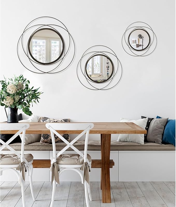 Circle Mirror Wall Decorative Metal Mirror Art Small Round Wall-Mounted Mirror Home Wall Decor for Bedroom Living Room Bathroom Entryway 16” x 16”