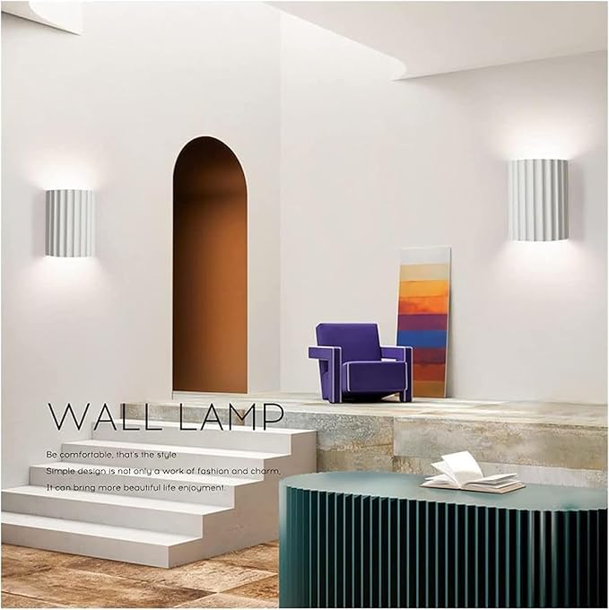 Nordic Minimalism Vintage Lamp Light Geometric Wall Lamp LED Wall Sconce Up Down Wall Lamp Resin Wall Spot Accent Lighting Indoor Lamps Night Lights for Living Room Bedroom Hallway(White)