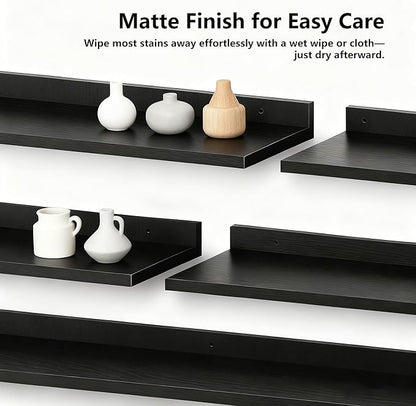 Floating Shelves for Wall Set of 5,Black Floating Shelves bathroom,30 Inch Natural Wood Book Shelf for Wall Mounted,Home Decor Display Shelving,Storage Shelves for Living Room,Bedroom,Kitchen