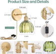 Plug in Wall Sconce, Green Tulip Glass Lampshade Wall Light Plugin Corded for Bedside Bedroom Doorway