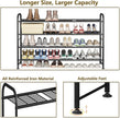 LINZINAR Shoe Rack Long 4 Tier Shoe Storage Organizer Metal Wide Shoe Shelf for Closet Entryway Bedroom 24 Paris Large Capacity, Gold Black