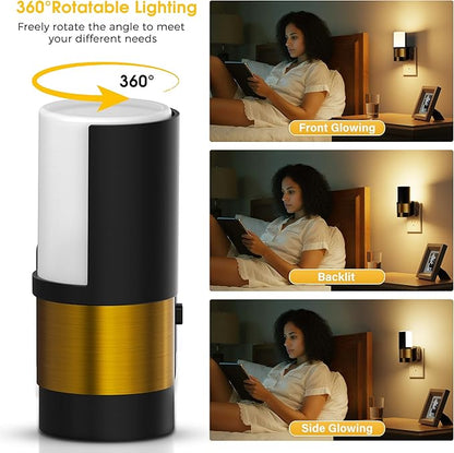 L LOHAS LED Night Lights Plug into Wall with Dusk to Dawn Sensor, Dimmable Night Light with 0-100lm Stepless Dimming, Rotating Plug in Night Light, 3000K Soft White, 2 Pack