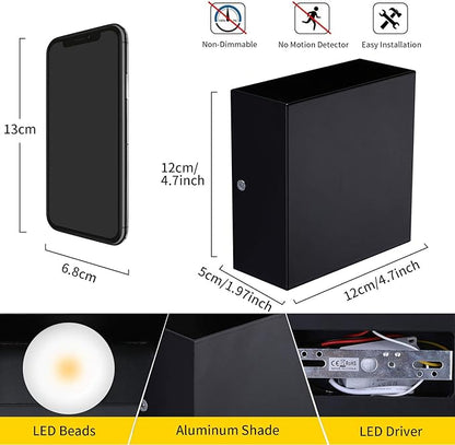 Lightess 2 Pack LED Wall Sconce Mini 10W Hardwired, Modern Wall Lamp Black Up Down Wall Mount Lights Mini Metal for Living Room Hallway Bedroom Decor, Cool White, O1186TP