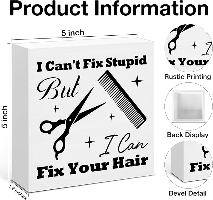 Hair Stylist Gifts, Hairdresser Gifts for Women Men, Barbershop Hair Salon Decor Sign for Desk Table Shelf 5 x 5 Inches