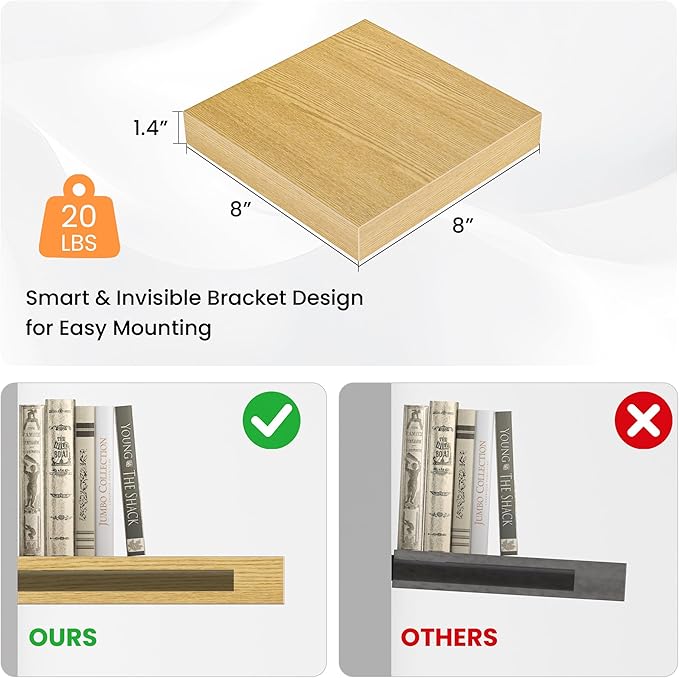 Square Floating Shelves for Wall, 7.5