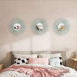 3 Pack Metal Mirrors for Wall Sunburst Wall Mirrors Home Décor Decorative Hanging Wall Art for Living Room Bedroom Entryway (Blue, Sunburst)
