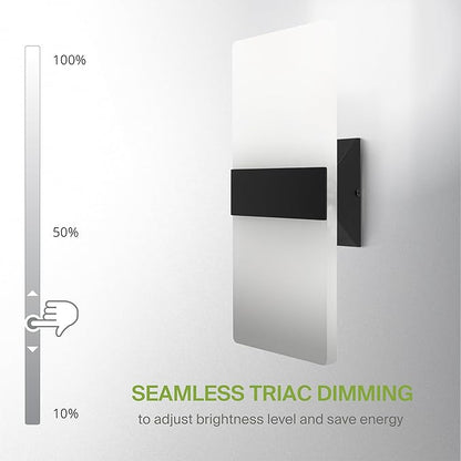 ASD LED Indoor Wall Mount Light Fixture - 14 Inch 24W Modern Interior Matte Black Dimmable Wall Sconce Light - ETL 2700K-5000K Adjustable - Hallway, Bedroom LED Wall Lights