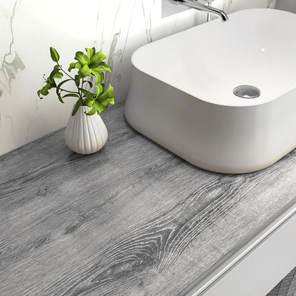 Stickyart 36"x317" Big Roll Thick Grey Wood Wallpaper Grey Wood Grain Wallpaper Peel and Stick for Cabinets Countertops Removable Self Adhesive Textured Wood Contact Paper for Furniture Shelf Drawer