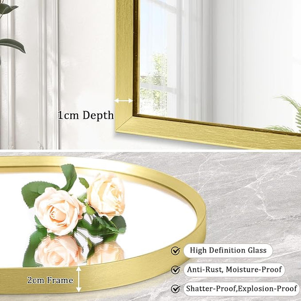 Arch Wall Mirror Aluminum Alloy Frame Bathroom Wall Mirror for Vanity Living Room, Bedroom Entryway Room Home Decor 20"x16"