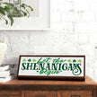 Irish Decor, Shamrock Decor sign, Let the Shenanigans Begin Sign, Modern Farmhouse Decors for Table Shelf, St Patricks Day Decors for Home Office Living Room, 9.5x3.1x1 inches