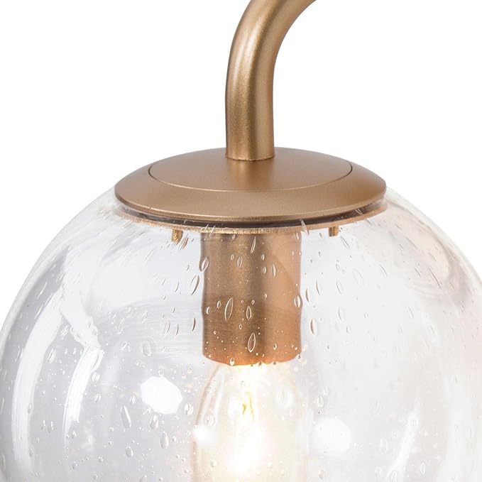 Gold Wall Sconce, 1-Light Minimalist Sconces Wall Lighting with Seeded Glass Globe, Modern Wall Mounted Light Fixture for Bathroom, Bedroom, Living Room and Stairway