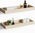 Oak Floating Shelves with Raised Lip, Wooden Wall Shelves for Bedroom Living Room Kitchen, Modern Bathroom Shelves for Wall, Decor Floating Shelves for Storage Display (Set of 2, 15.7 Inch)