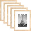 upsimples 8x10 Picture Frame Set of 5, Display Pictures 5x7 with Mat or 8 x 10 Without, Wall Gallery Photo Frames, Natural
