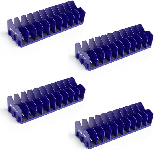 Plier Organizer & Rack (4-Pack, Blue) – 40-Slot Tool Storage for Toolbox Drawers – Non-Slip Rubber Base, Interlocking Modular Holders for Pliers, Cutters & Wrenches