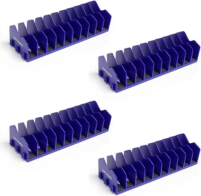 Plier Organizer & Rack (4-Pack, Blue) – 40-Slot Tool Storage for Toolbox Drawers – Non-Slip Rubber Base, Interlocking Modular Holders for Pliers, Cutters & Wrenches