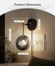 Metro Sphere Glass Wall Sconce - Mid Century Modern Wall Light with Hardwired or Plug-in, 3-Way Dimmable,Minimalist Wall Mounted Lamp for Modern Home Decor,Inclub E26 Bulb