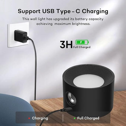 Lightess Battery Operated Wall Sconce Set of 2, 5000mAh Rechargeable Wall Sconce with Remote, 19 Colors Dimmable Wall Mounted Lamp, Wall Lights for Bedroom Living Room, Black
