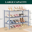 Smiry Bamboo Shoe Rack, 3 Tier Shoe Organizer for Entryway & Closet, Stackable Free Standing Storage Shelf for Shoes, Bags & Plants, Grey