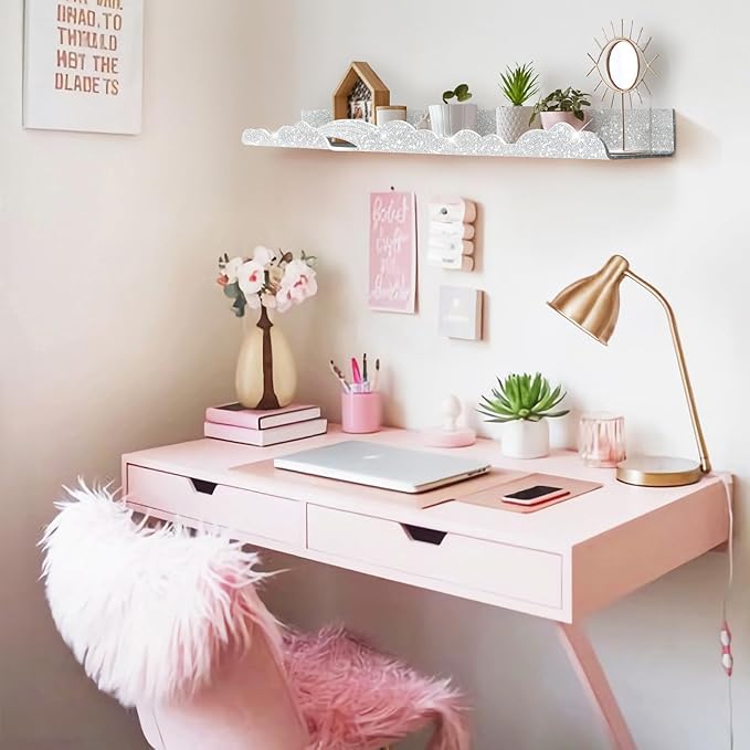 Rainbow Glitter Acrylic Floating Shelves, 23.6