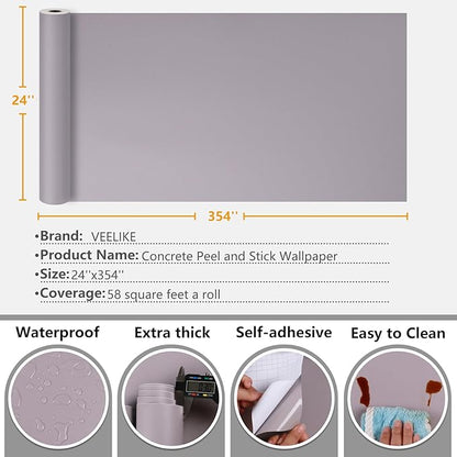 VEELIKE Thick Lilac Purple Wallpaper Peel and Stick Light Purple Contact Paper for Cabinets Desk Walls 24''x354'' Self Adhesive Removable Lavender Wall Paper Vinyl for Bedroom Girls Room Dorm Renters