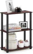 Furinno TURN-S-TUBE Storage Shelves, 3-Tier Book Shelf, Corner Shelf, Toolless Open Shelves, for Organization and Storage, Living Room, Garage, Home Office, Dark Cherry