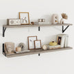 Floating Shelves, 8 Inch Deep Rustic Wood Wall Storage, 36W x 8D Wall Shelves Set of 2, Heavy Duty Metal Brackets, Industrial Book Shelf for Living Room, Kitchen, Bathroom, Bedroom, Grey