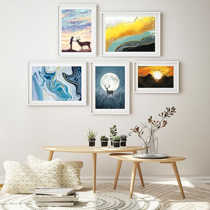 puthiac 11x17 Solid Oak Wood Picture Frame, Fits 8x12 with Mat or 11x17 Without Mat, Wall Display Only, Vertical or Horizontal, Plexi Front, 1 Pack, White