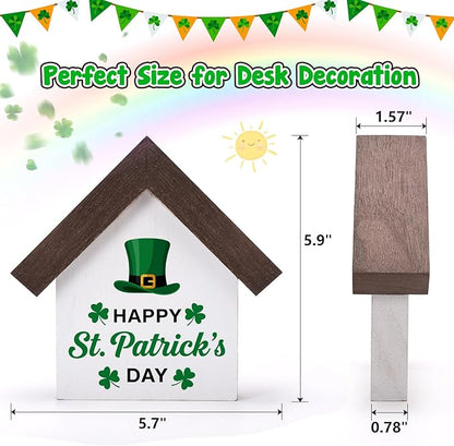 MBL St Patrick's Day Decoration - Wood Happy Saint Patricks Day Accessories Gifts, Green Shamrock Home Table Office Shelf Spring Tiered Tray Decor Centerpiece Irish Gifts for Women Men