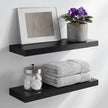 Homeforia Black Floating Shelf 18 inch, High End Solid Real Wood 18inch Bathroom Floating Shelves for Wall Mounted, Black Wooden 18in Floating Shelves, Heavy Duty Bracket, 18 X 6.5 X 1.75 in, Set of 4