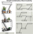 Fire Escape Wall Shelf 4 Tier - NYC Decorative Floating Shelf Black Metal Book Shelves for Home Office Apartment Organizer and Display