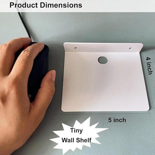 Small Shelf for Wall, 5 Inch, Metal Floating Shelves for Echo dot, Cameras, Tiny Speaker, Tiny Wall Mount Shelves (White 2pcs)